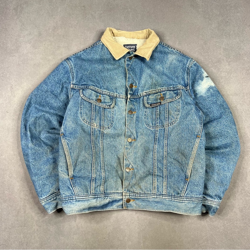 Denver Hayes Storm Rider Blue Denim Jacket with Tan Collar Vintage